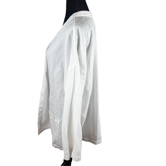 Eileen Fisher Jacket Womens Xl White Organic Cotton Gauze Kimono Open Front - Picture 3 of 7
